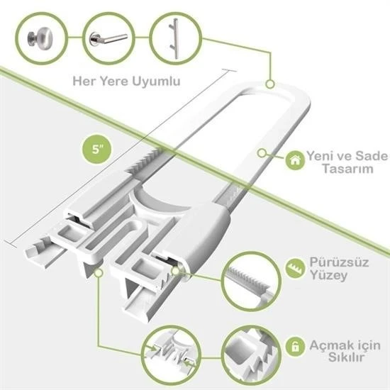 BUFFER® Bebek Çocuk Çekmece ve Dolap Koruma Raylı Güvenlik Sistemi Emniyet Kilidi - 5