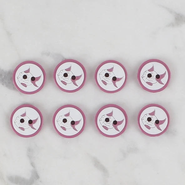 Loren Crafts vişne çürüğü 8 li balık düğme - 572 - 2