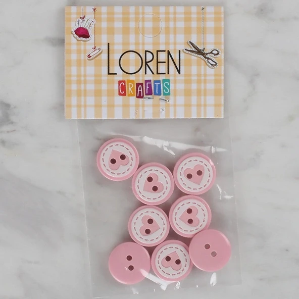 Loren Crafts pembe 8 li kalp düğme - 472