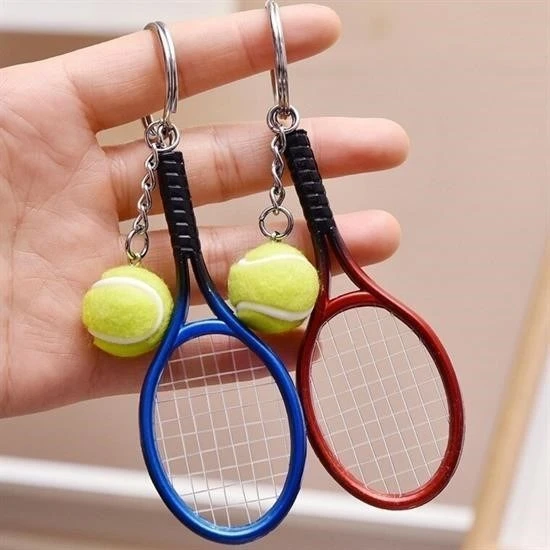 BUFFER® Gerçekçi Tenis Raketi Tasarımlı Şık Anahtarlık Kolye Çanta Süsü Tennis Keychain - 6