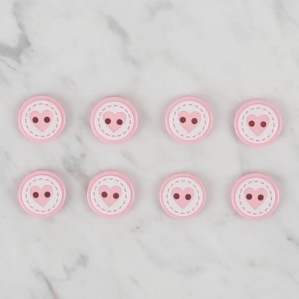 Loren Crafts pembe 8 li kalp düğme - 472 - 2