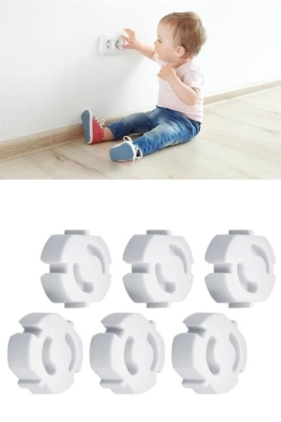 BUFFER® Bebek Çocuk Priz Koruma Kapağı (6 Adet) Çocuk Güvenliği, Priz Muhafazası, Priz Kapatıcı - 6