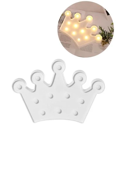 BUFFER® 3D Dekoratif Pilli Kraliçe Tacı Model Led Masa ve Gece Lambası - 7