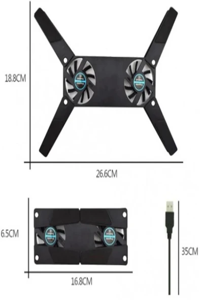 7 - 15 inch 2 Fanlı Hızlı Soğutma Katlanabilir Macbook Laptop Soğutucu Tablet Yükseltici Usb Stand - 5