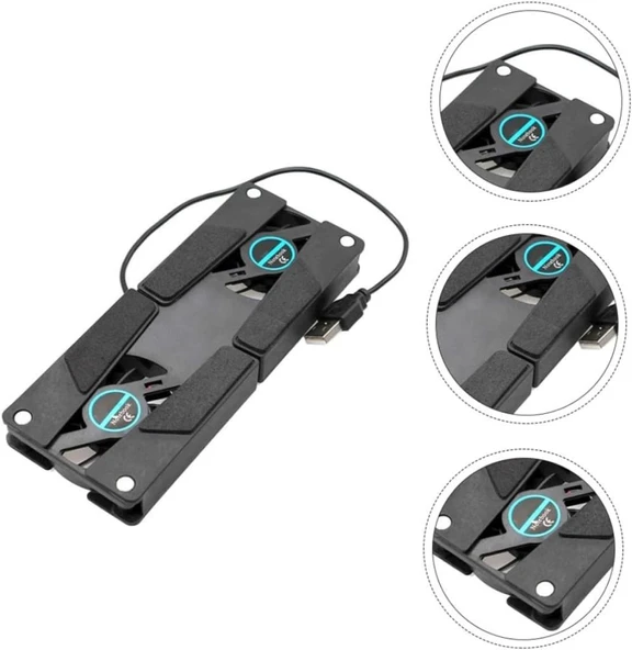 7 - 15 inch 2 Fanlı Hızlı Soğutma Katlanabilir Macbook Laptop Soğutucu Tablet Yükseltici Usb Stand - 3