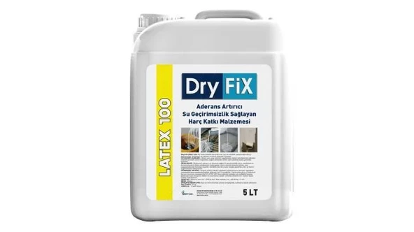DryFix Latex 100 Aderans Arttırıcı Su Geçirimsizlik Sağlayan Harç Katkı Malzemesi 5 Lt