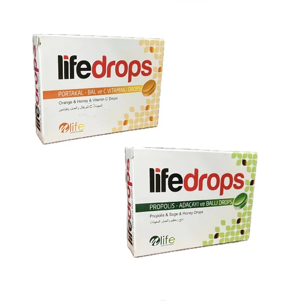 Portakal Bal C Vitamini 24lü+Propolis Adaçayı Ballı 24lü Pastil Drops