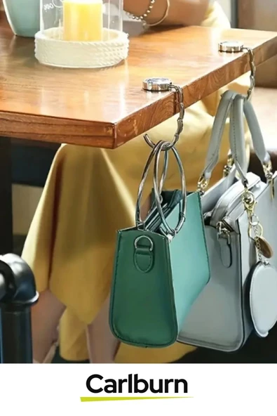 Özel Üretim Yüzeye Zarar Vermeyen Şık Pratik Kafe Ofis Ev Renkli Masa Üstü Poşet Mont Çanta Askısı - 4