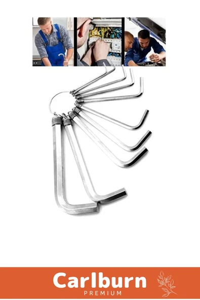 Özel Üretim Tamir Usta Çırak Bozuk Vida 10 Parça Çelik Alyan Seti Kısa Düz Köşe Alyan Anahtar Takımı - 2