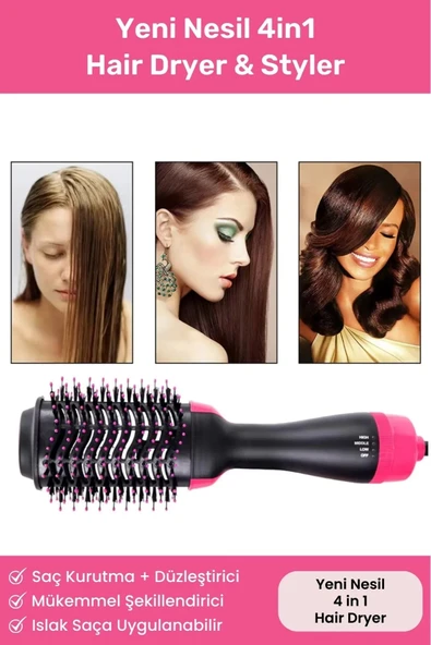 Yeni Nesil 4in1 Çok Fonksiyonlu Saç Kurutma Şekillendirici Düzleştirme Özellikli Hair Dryer & Styler