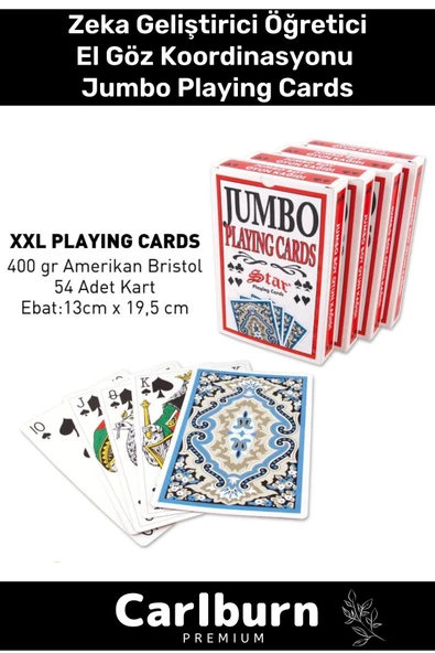 Premium Eğitici Zeka Geliştirici Öğretici Eğlence Parti 54'lü Amerikan Bristol Jumbo Playing Cards