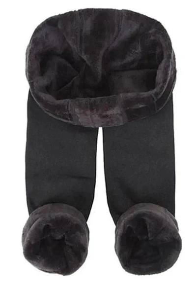 Özel Üretim Beli Sıkmaz Geniş Lastikli Rahat Kış Sıcak Tutan Yumuşak Pürüzsüz Siyah Erkek Peluş Tayt - 2