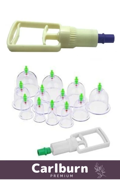 Çekme Vakum Pompalı Sarsılmaz Kutulu Selülit Yağ Çatlak Giderici Masaj Aleti 12'li Hacamat Kupa Seti - 2