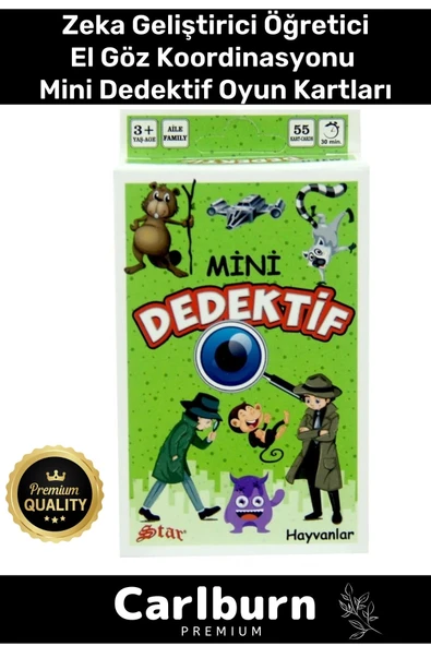 Özel Eğitici Zeka Geliştirici Öğretici Eğlence Aile 55 Parça Mini Dedektif Hayvanlar Oyun Kartı