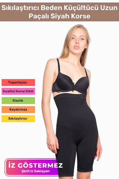 Özel Üretim Toparlayıcı Vücut Sıkılaştırıcı Şekillendirici İz Göstermez Kaymaz Uzun Paçalı Korse ürün görseli 1