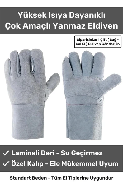 Premium Yanmaz Yüksek Isıya Sıcaklığa Dayanıklı Kaynak Yangın Su Geçirmez Çok Amaçlı Deri Eldiven