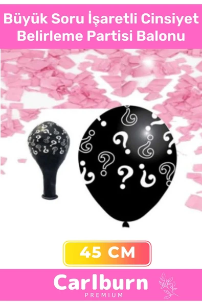 Siyah Büyük Soru İşaretli Cinsiyet Belirleme Partisi 45cm Balonu Kız Erkek Çocuk Baby Shower Süs