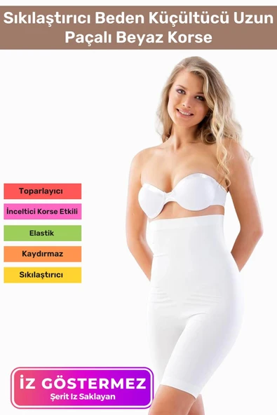 Özel Üretim Toparlayıcı Vücut Sıkılaştırıcı Şekillendirici İz Göstermez Kaymaz Uzun Paçalı Korse ürün görseli