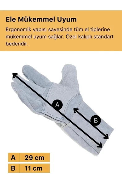 Premium Yanmaz Yüksek Isıya Sıcaklığa Dayanıklı Kaynak Yangın Su Geçirmez Çok Amaçlı Deri Eldiven - 3
