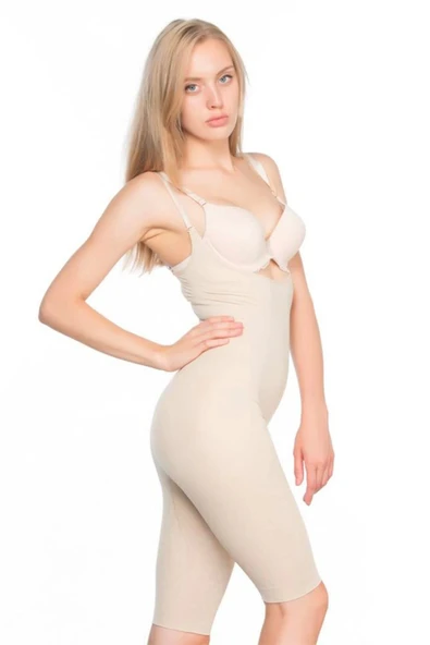 Premium Lazer Kesim İz İç Göstermeyen Kaymaz Toparlayıcı Şekillendirici Göğsü Açık Paçalı Boy Korse - 3