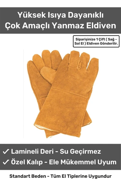 Premium Yanmaz Yüksek Isıya Sıcaklığa Dayanıklı Kaynak Yangın Su Geçirmez Çok Amaçlı Deri Eldiven
