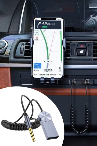 BUFFER® Araba için Bluetooth Aux Alıcısı Wireless Araç Kiti - 6