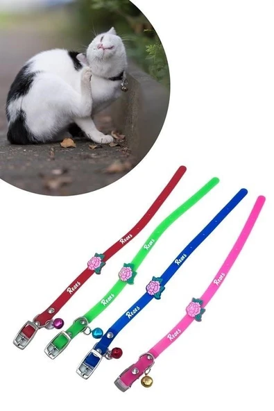 BUFFER® Çıngıraklı Zilli Sevimli Renkli Slikon Kedi Köpek Boyun Tasması - 2