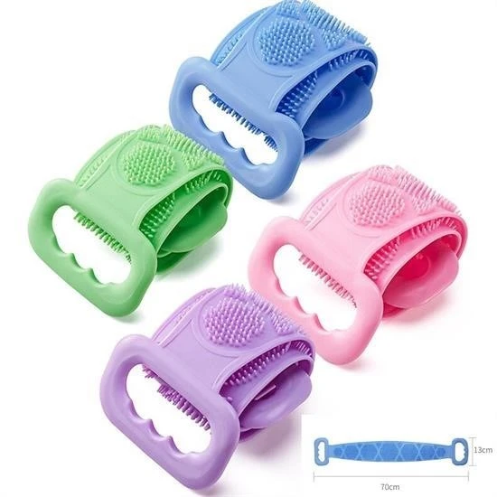 BUFFER® Çift Taraflı Banyo Hamam Lifi Silikon Masajlı Yumuşak Duş Lifi Uzun Ömürlü Hazır Banyo Keses - 8