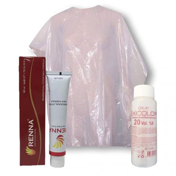 Renna Saç Boyası 60 ml - 5.11 Yoğun Küllü Kahve + Exicolor 60 ml Oksidan 20 Volüm + Boya Naylonu