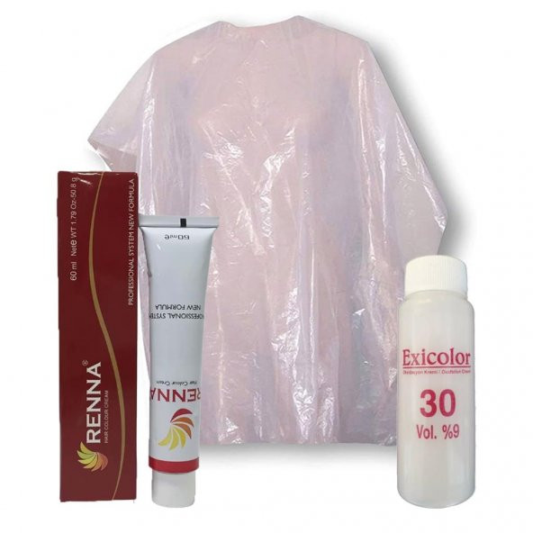 Renna Saç Boyası 60 ml - 8.0 Açık Kumral + Exicolor 60 ml Oksidan 30 Volüm + Boya Naylonu