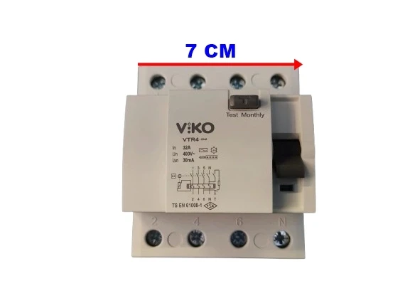 VİKO 4x30A 30mA 6kA Ac Tip Üç Faz Trifaze Kaçak Akım Koruma Rolesi (380 volt Sanayi Tip) - 2