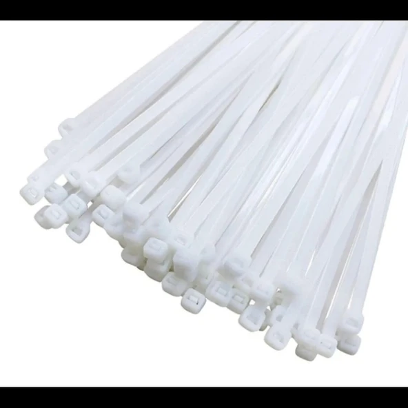 PEMSAN Klips Kablo Bağı 3.6x370 BEYAZ (100lü Paket) Kablo Cırdı - 2