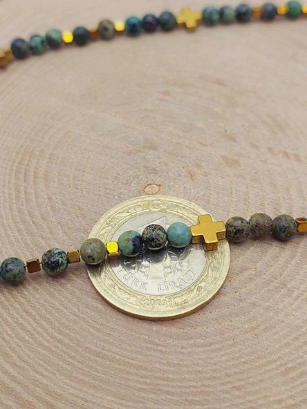 Epic Dream Serisi Afrika Turkuazı Taşı 4mm Kolye (45202) - Resim 6