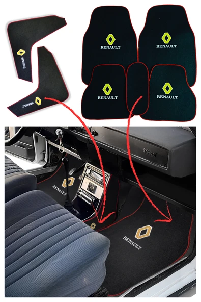 Renault 12 Toros Nakış İşlemeli Araç Oto Halı Paspas