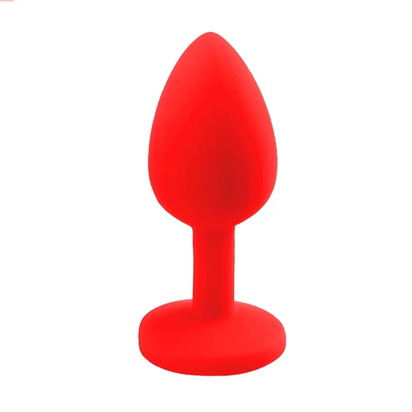 Backpart Taşlı Silikon Anal Tıkaç - Kırmızı - 3