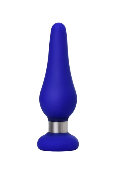 Metal Halkalı Yumuşak Silikon 10cm Mavi Anal Tıkaç (Plug) - 4