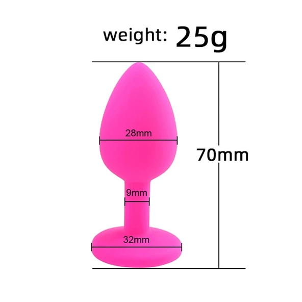 Backpart Taşlı Silikon Anal Tıkaç - Pembe - 2