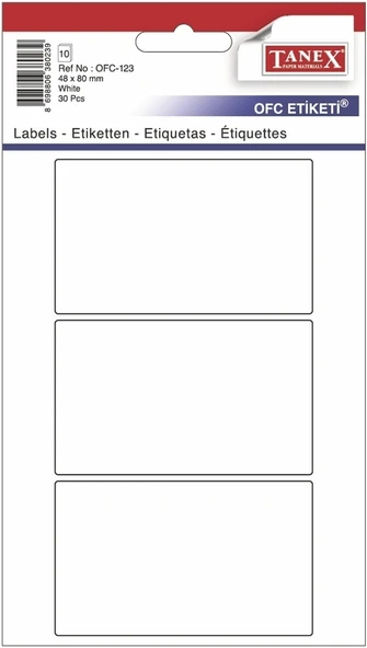 Tanex Etiket Ofc-123 48X80 10Lu Beyaz 2 paket