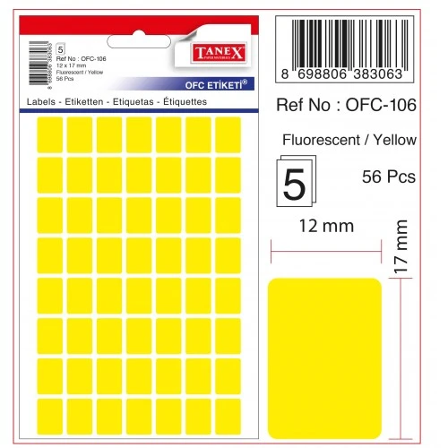 Tanex Etiket Ofc-106 Sarı 10 lu 2 paket - 1
