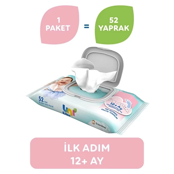 Uni Baby İlk Adım Islak Havlu Mendil 52 Yaprak