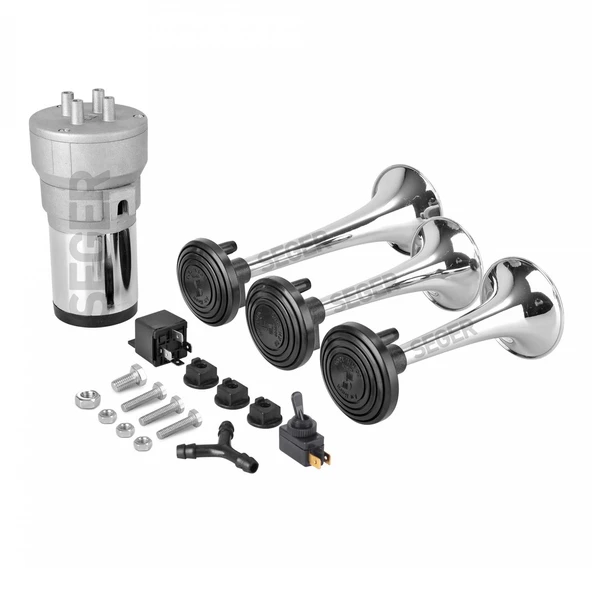 SEGER 82Kh Kompresörlü Korna 12V, Krom Renkli Plastik Borulu, Melodili - Resim 2