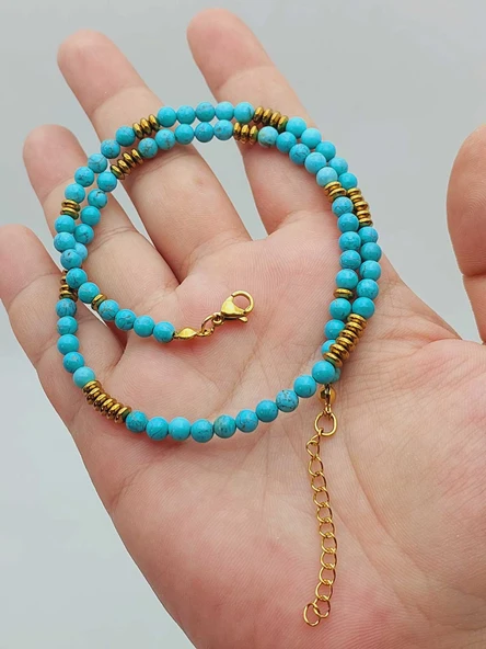 Epic Dream Serisi Turkuaz Taşı 4mm Kolye (54352) - Resim 2