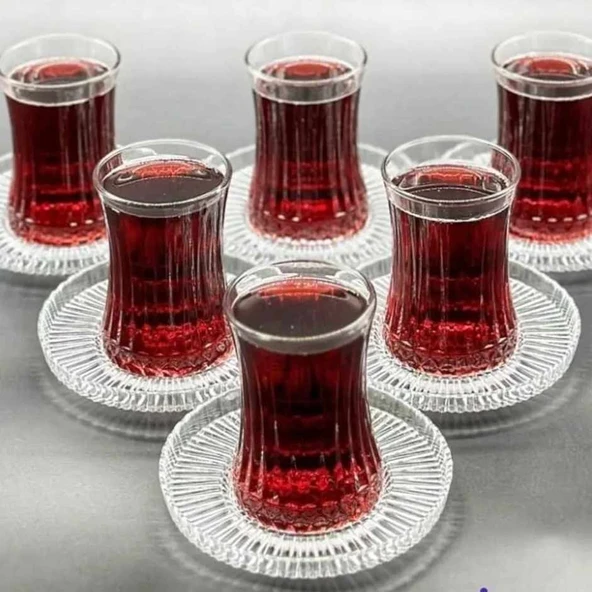 Paşabahçe Elysia Çay Bardağı Çay Takımı Seti 12 Parça Riva Çay Tabak Fma141642 Fma07282 - 2