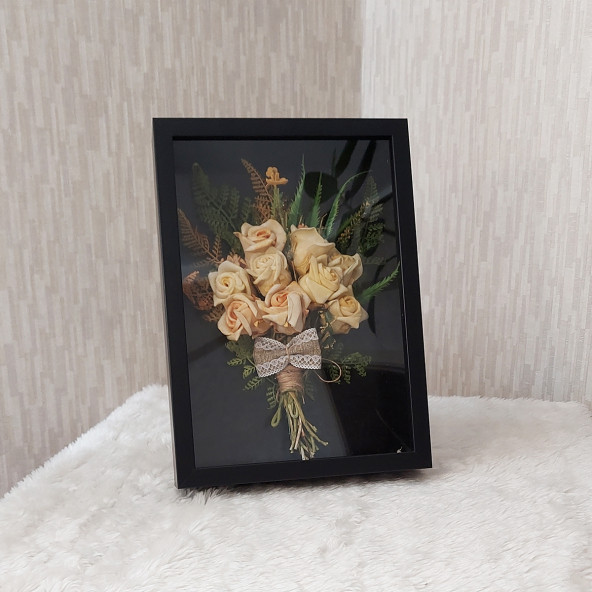 21x30 cm Verda Derin Anı Çerçevesi! Gül Kutusu-Çiçek Tasarımlarınız İçin! Siyah Çerçeve