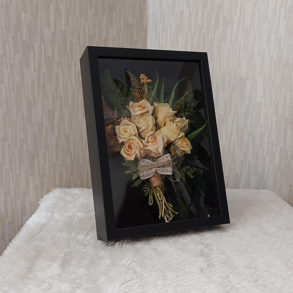 21x30 cm Verda Derin Anı Çerçevesi! Gül Kutusu-Çiçek Tasarımlarınız İçin! Siyah Çerçeve - 2