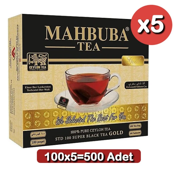 Mahbuba STD 100 Seylan Kaçak Sallama Çay 2gr 100 Adet 5 Paket