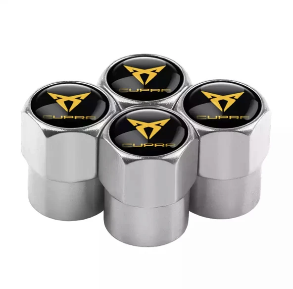 SEAT CUPRA LOGOLU ALÜMİNYUM KAPLAMA 4 ADET SİBOP KAPAK (GÜMÜŞ) ürün görseli