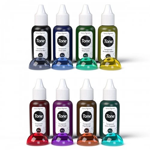 Tone Transparent Epoksi Renk Pigmenti Seti Transparan Renkler 8x20 ml