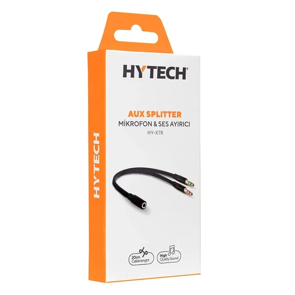 Hytech HY-X78 Siyah 3.5mm To Audio + Mic 0.15M Kulaklık Çevirici