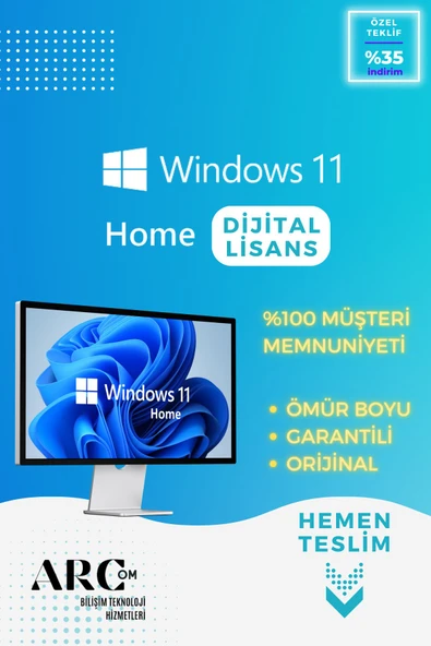 Windows 11 Home OEM Dijital Lisans Anahtarı Windows 11 Ömür Boyu Garantili ESD Key